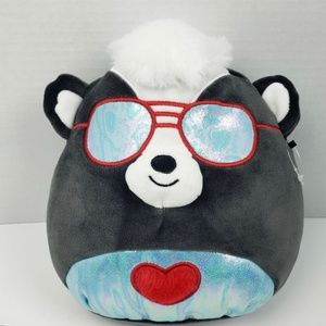 Squishmallow 8” Selma The Skunk Sun Glasses Fuzzy Heart Belly RARE
